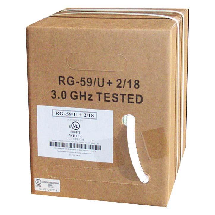 500Ft RG59 w/2x18AWG Power White CMP