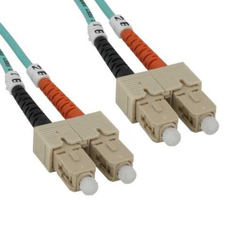 1M SC-SC 10Gb 50/125 OM3 M/M Duplex Fiber Cable Aqua Jacket